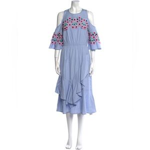 PETER PILOTTO Woman Cold-shoulder Embroidered Cotton‎ Dress 4
